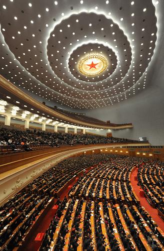 3月16日,十二届全国人大一次会议在北京人民大会堂举行第六次全体会议。新华社记者 杨宗友 摄
