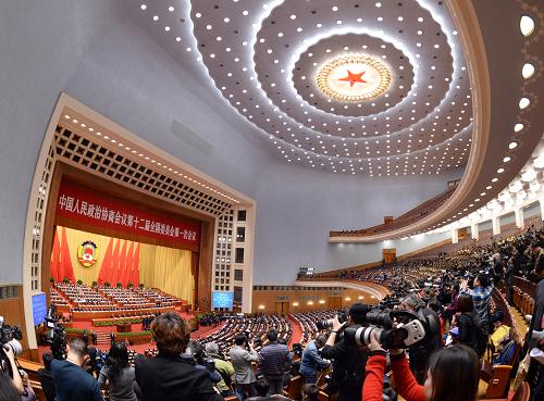3月3日,中国人民政治协商会议第十二届全国委员会第一次会议在北京人民大会堂开幕。新华社记者王晔摄