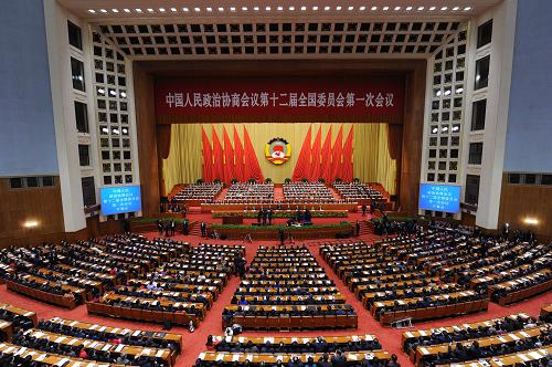 3月3日,中国人民政治协商会议第十二届全国委员会第一次会议在北京人民大会堂开幕。新华社记者 饶爱民 摄