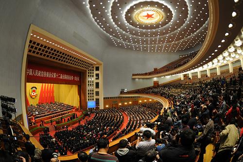 3月3日,中国人民政治协商会议第十二届全国委员会第一次会议在北京人民大会堂开幕。新华社记者 陈树根 摄