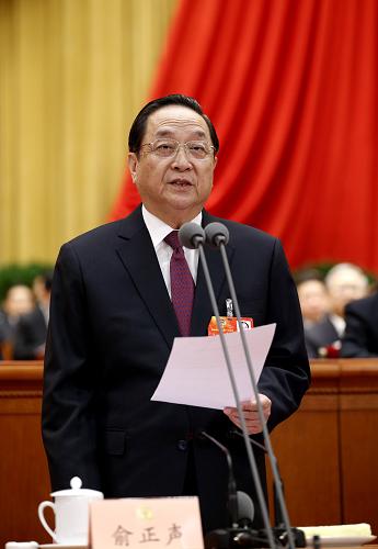3月3日,中国人民政治协商会议第十二届全国委员会第一次会议在北京人民大会堂开幕。俞正声主持开幕会。新华社记者鞠鹏摄