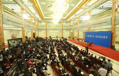 3月9日,十二届全国人大一次会议在北京人民大会堂举行记者招待会,外交部长杨洁篪回答中外记者提问。新华社记者 邢广利 摄
