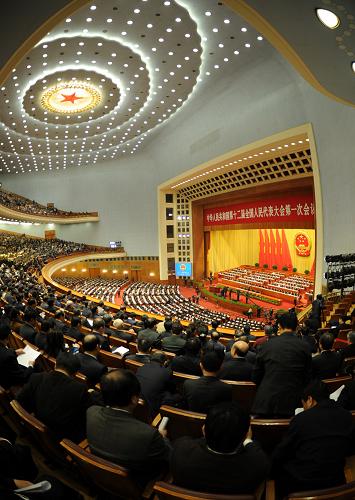 3月5日,第十二届全国人民代表大会第一次会议在北京人民大会堂开幕。新华社记者 谢环驰 摄