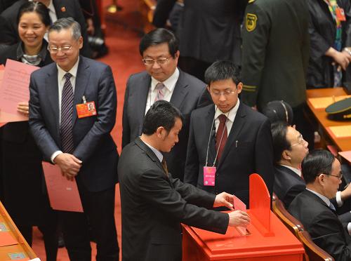 这是代表在投票。新华社记者 王颂 摄
