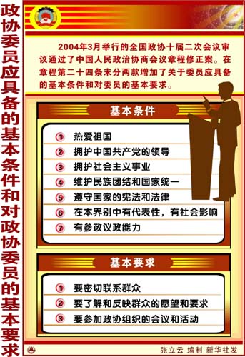 图表:政协委员应具备的基本条件和对政协委员的基本要求 新华社发