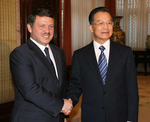 温家宝会见约旦国王阿卜杜拉二世