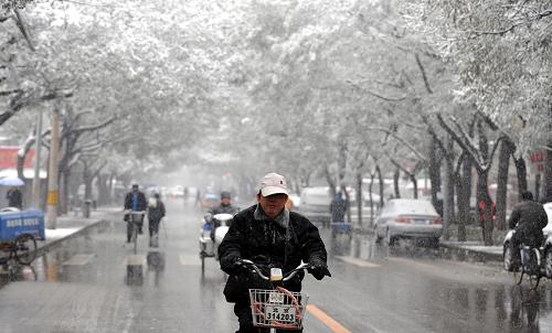 11月12日,北京市民在雪中出行。 当日,北京市普降小到中雪。北京交管部门在早高峰到来前提前启动雪天三级交通指挥疏导方案,交警提前上岗,疏导交通,市区交通运营正常;北京市交通运输系统启动雪天运输应急预案,公交、地铁运力准备充足,并增派大批工作人员加强客流组织和疏导工作。 新华社记者李文摄