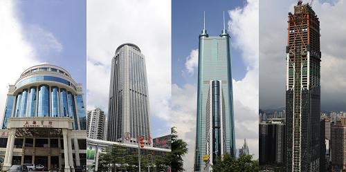 四、隆重庆祝经济特区建立30周年。深圳经济特区建立30周年庆祝大会9月6日举行。兴办经济特区是党和国家为推进我国改革开放和社会主义现代化作出的一项重大决策。在邓小平同志亲自关怀下,党中央、国务院决定兴办深圳、珠海、汕头、厦门经济特区,随后又兴办海南经济特区,实行特殊政策和灵活措施。胡锦涛总书记在庆祝大会上指出,深圳等经济特区的发展成就,是我国社会主义制度优越性的有力印证。中央将一如既往支持经济特区大胆探索、先行先试、发挥作用。30年来深圳的地标建筑越来越高,从改革开放初期的上海宾馆,到80年代的国贸大厦,90年代的地王大厦,很快将迎来京基金融中心的新高度(从左至右,拼接图片)。新华社记者 卢汉欣 摄