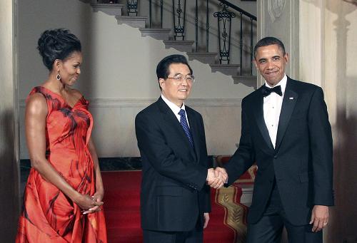 1月19日,中国国家主席胡锦涛在白宫出席美国总统奥巴马举行的欢迎宴会。新华社记者 兰红光 摄