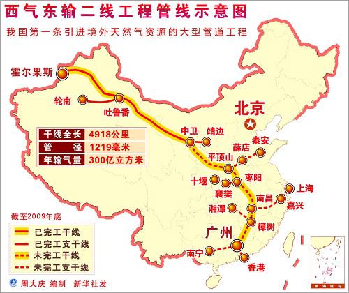 西气东输地图图片高清图片