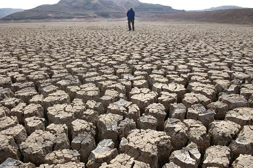 云南省石林县的新坝水库已干涸超过3个月(3月22日摄)。自2009年以来,云南省遭遇持续三年干旱,给人民群众的生产生活带来了严重影响,给工农业生产造成了巨大损失。目前,旱灾已造成了云南省16个州市125个县(市、区)790.10万人受灾,237条中小河流断流,413座小型水库干涸,320.34万人、164.71万头大牲畜出现不同程度饮水困难,农作物受灾676.65千公顷,直接经济损失38.67亿元。新华社记者 金良快 摄