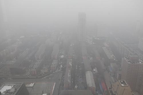 1月23日俯拍的北京国贸附近的场景。新华社记者 王申 摄