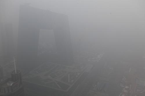 1月23日俯拍的北京国贸附近的场景。新华社记者 王申 摄