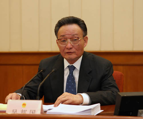 12月23日,十届全国人大常委会第三十一次会议在北京人民大会堂开幕。吴邦国委员长主持会议。 新华社记者 饶爱民 摄