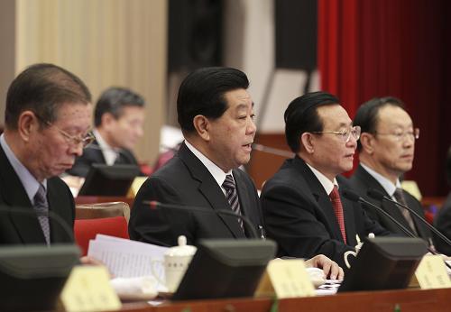 2月26日,政协第十一届全国委员会常务委员会第十六次会议在北京开幕。中共中央政治局常委、全国政协主席贾庆林主持开幕会。 新华社记者 丁林 摄