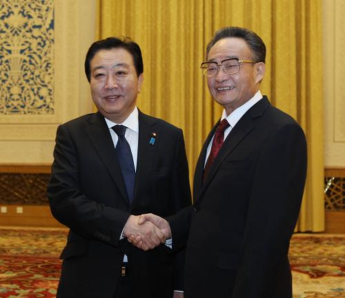 12月26日,全国人大常委会委员长吴邦国在北京人民大会堂会见日本首相野田佳彦。新华社记者 刘卫兵 摄