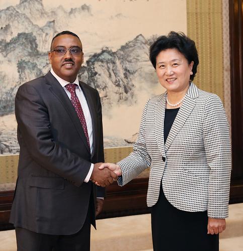 5月24日,中国国务院副总理刘延东在北京中南海紫光阁会见埃塞俄比亚副总理兼教育部长德梅克。新华社记者 姚大伟 摄
