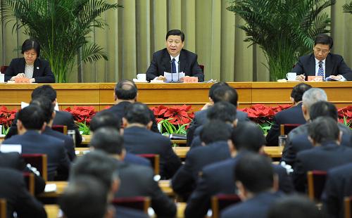 12月17日,中共中央政治局常委、中央书记处书记、国家副主席习近平在北京出席全国组织部长会议并讲话。新华社记者 马占成 摄