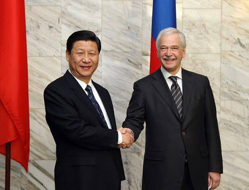 3月23日,中共中央政治局常委、国家副主席习近平在莫斯科会见俄罗斯国家杜马主席、统一俄罗斯党最高委员会主席格雷兹洛夫。新华社记者 兰红光 摄