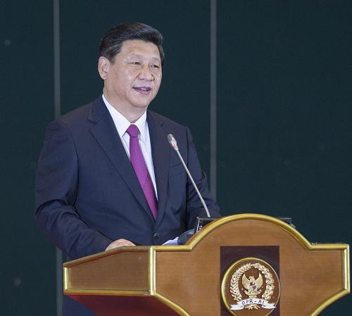 10月3日,国家主席习近平在印度尼西亚国会发表题为《携手建设中国-东盟命运共同体》的重要演讲。新华社记者 王晔 摄