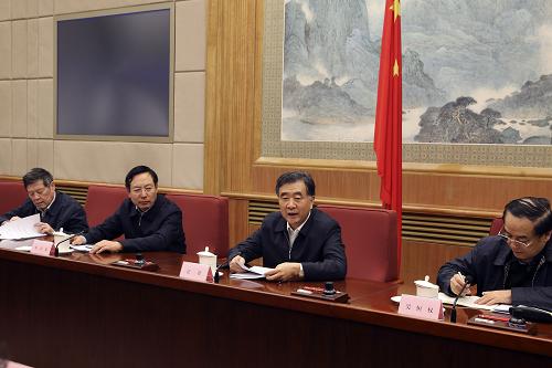 1月14日,国务院副总理、抗震救灾指挥部指挥长汪洋在北京主持召开国务院防震减灾工作联席会议。 新华社记者 丁林 摄