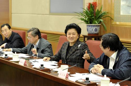4月19日,中共中央政治局委员、国务委员、国务院妇儿工委主任刘延东在北京出席国务院妇女儿童工作委员会五届三次全体会议。新华社记者 谢环驰 摄
