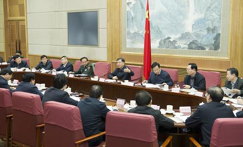 2月19日,国务院副总理、全国绿化委员会主任汪洋在京主持召开全国绿化委员会全体会议。新华社记者 黄敬文 摄