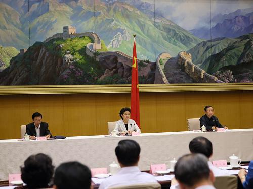 5月17日,全国普通高等学校毕业生就业工作电视电话会议在北京召开。中共中央政治局委员、国务院副总理刘延东,中共中央政治局委员、国务院副总理马凯出席会议并讲话。新华社记者 兰红光 摄