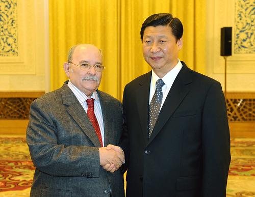 2月27日,国家副主席习近平在北京人民大会堂会见来华访问的第63届联合国大会主席米格尔·德斯科托·布罗克曼。 新华社记者 刘建生 摄