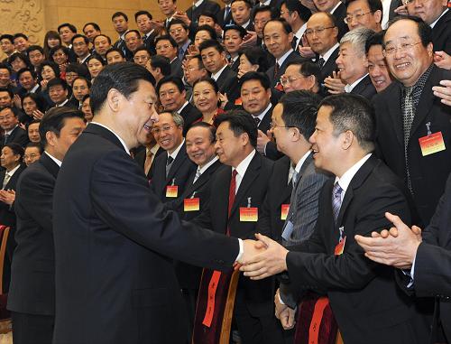 3月21日,全国非公有制企业党的建设工作会议在北京召开。中共中央政治局常委、中央书记处书记、国家副主席习近平会见会议代表并讲话。新华社记者 饶爱民 摄
