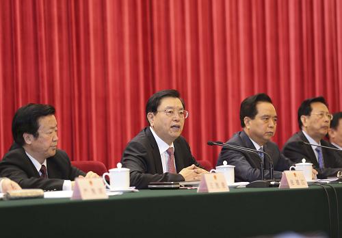 10月30日,全国人大常委会立法工作会议在北京人民大会堂举行。中共中央政治局常委、全国人大常委会委员长张德江出席会议并讲话。新华社记者 丁林 摄