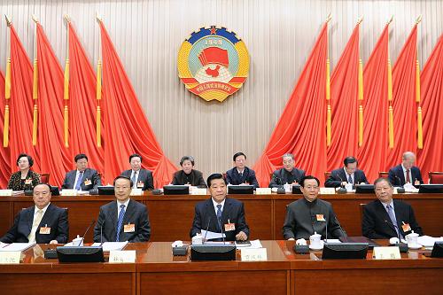 1月29日,政协第十一届全国委员会常务委员会第二十次会议在北京开幕,全国政协主席贾庆林主持开幕会。新华社记者 李涛 摄