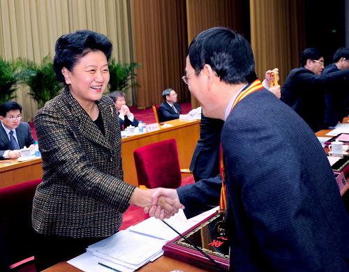 2月18日,中共中央政治局委员、国务委员刘延东在北京出席全国科技工作会议。新华社记者 张铎 摄