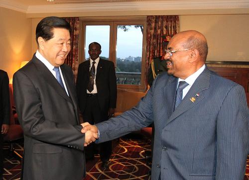 1月28日,全国政协主席贾庆林在亚的斯亚贝巴会见苏丹总统巴希尔。新华社记者 丁林 摄