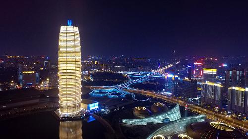 这是9月1日拍摄的郑东新区夜景。新华社记者 李博 摄