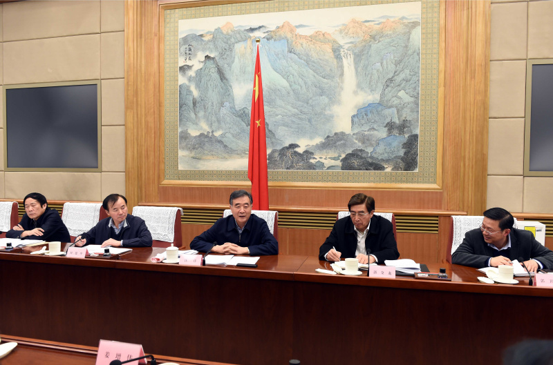 12月23日，国务院副总理、2019年中国北京世界园艺博览会组委会主任委员汪洋在北京主持召开组委会第二次会议。新华社记者 饶爱民 摄