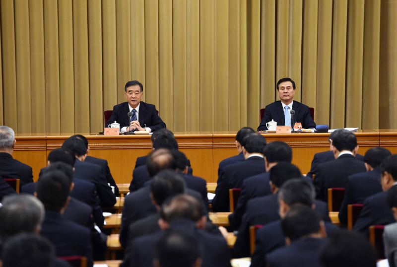 12月24日至25日，中央农村工作会议在北京召开。中共中央政治局委员、国务院副总理汪洋出席会议并讲话。中共中央书记处书记、国务委员杨晶主持第一次全体会议。新华社记者 饶爱民 摄