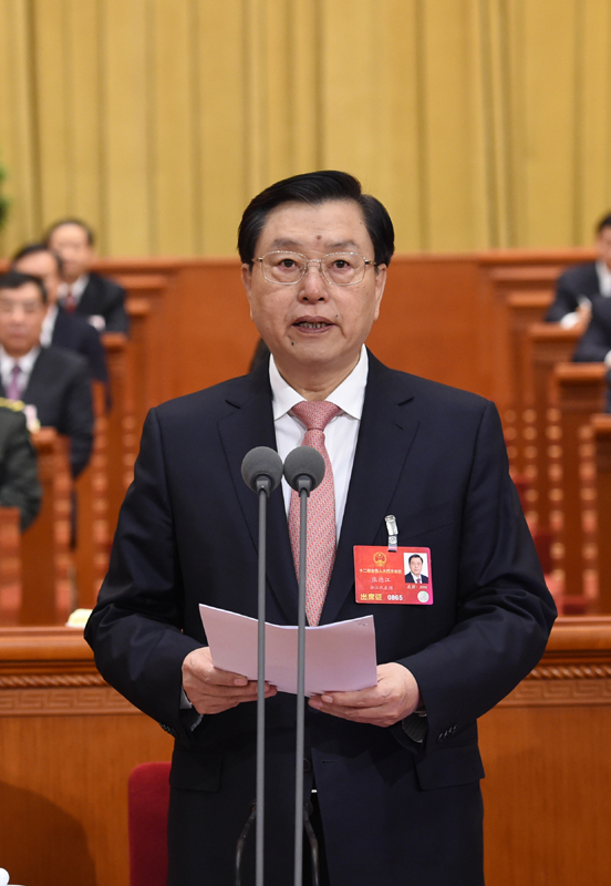 张德江主持闭幕会并讲话。新华社记者 饶爱民 摄