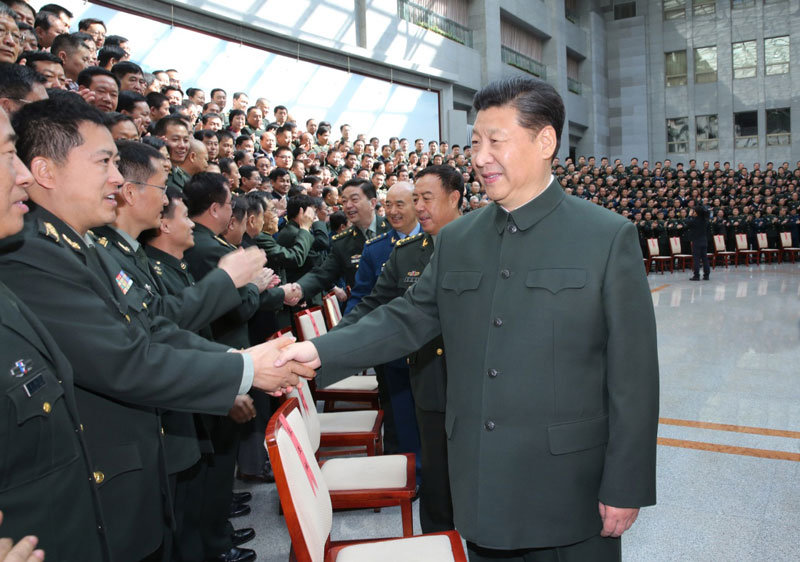 3月23日，中共中央总书记、国家主席、中央军委主席习近平视察国防大学并接见国防大学第六次党代表大会全体代表和师以上领导干部，代表党中央和中央军委向会议召开表示热烈祝贺。
