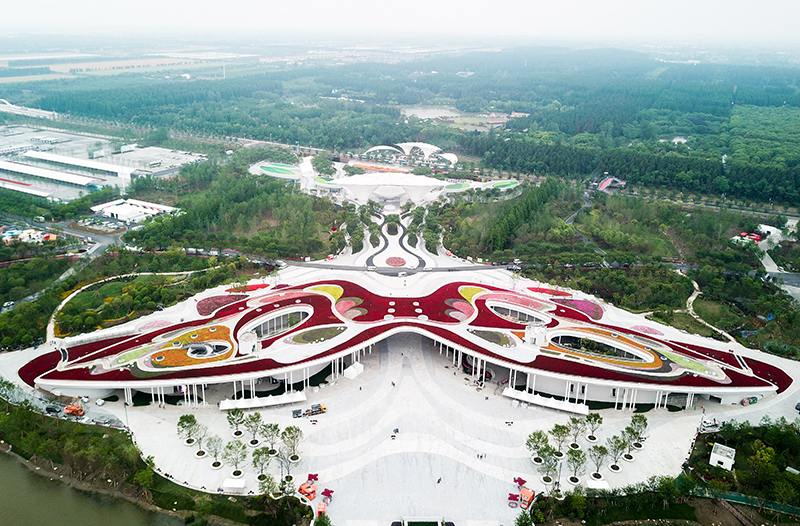 5月20日拍摄的花博会主场馆之一的世纪馆(无人机照片).