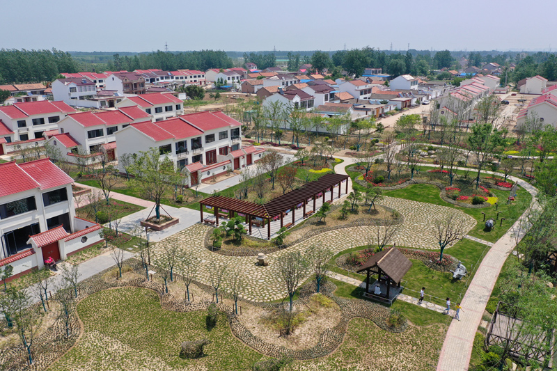 5月22日拍摄的宿迁市宿城区蔡集镇牛角淹新型农村社区(无人机照片).