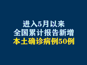 1【短时频题图】进入5月以来，全国累计报告新增本土确诊病例50例.jpg