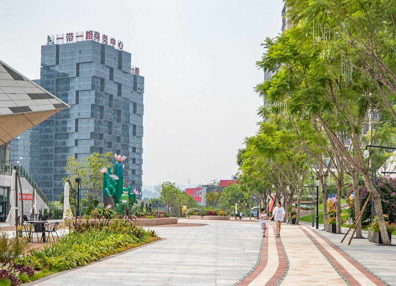 图片库 图片日前,重庆两江新区寸滩国际新城保税经济区的"丝路花街"