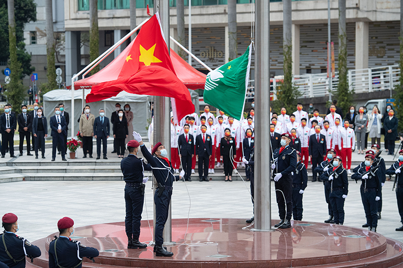 12月20日拍摄的升旗仪式现场.