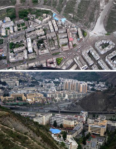 地震前的汶川县城图片图片