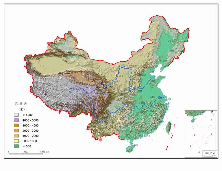 图1 中国地形图