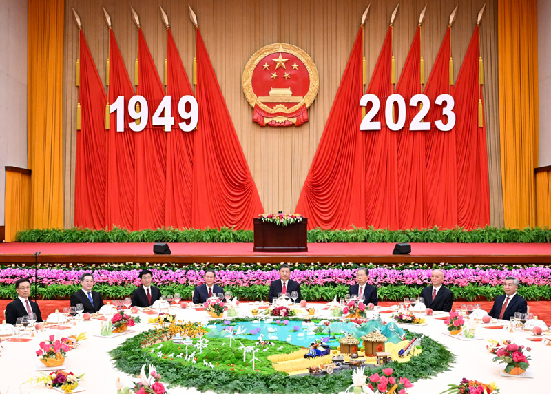 FB体育习等党和国家领导人出席庆祝中华人民共和国成立74周年招待会