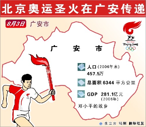 图表:北京奥运圣火在广安传递 新华社发