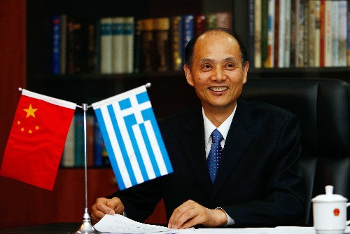 3月20日,中国驻希腊大使罗林泉在雅典接受新华社记者专访。新华社记者 李岳 摄